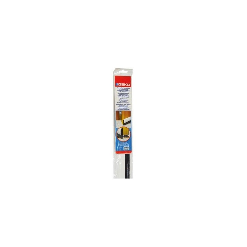Geko Bas de porte adhésif aluminium +brosse flexible 100cm blanc
