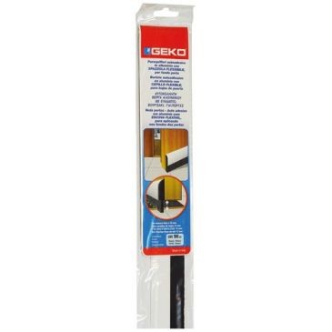 Geko Bas de porte adhésif aluminium +brosse flexible 100cm blanc