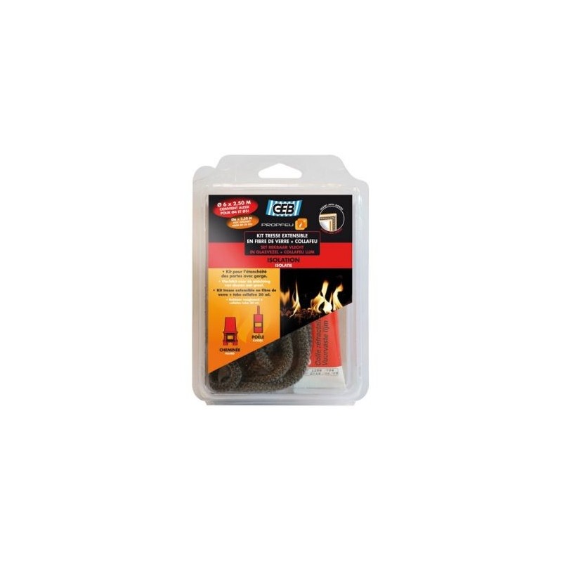 GEB Kit tresse fibre verre extensible Ø6mmx2.50m + collafeu