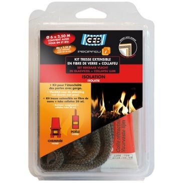 GEB Kit tresse fibre verre extensible Ø6mmx2.50m + collafeu