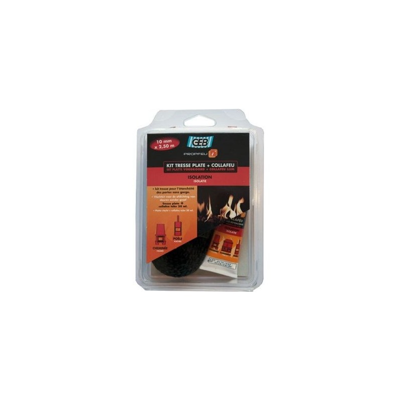 GEB Kit tresse fibre verre plate 10mmx2.5m + collafeu