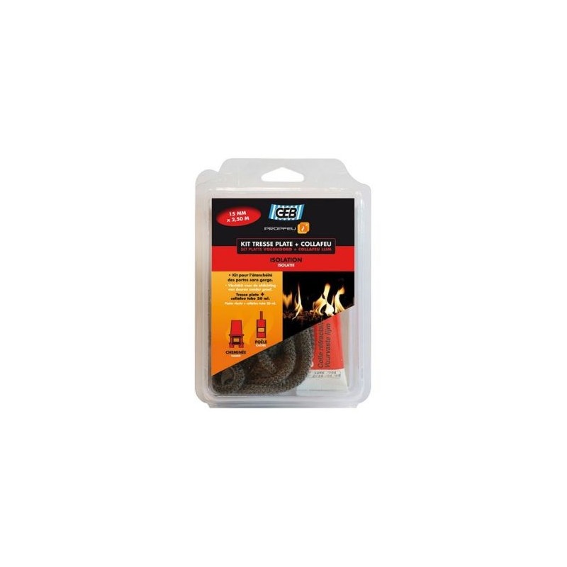GEB Kit tresse fibre verre plate 15mmx2.5m tube + collafeu