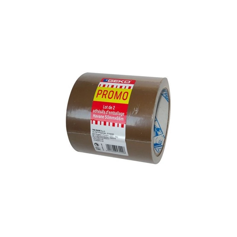 GEKO LYSTRA ADHESIFS Adhésif emballage havane promo 50mmx66m lot de 2