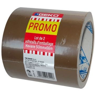 GEKO LYSTRA ADHESIFS Adhésif emballage havane promo 50mmx66m lot de 2