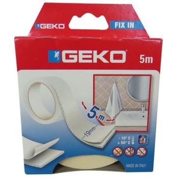 Geko Adhésif double face mousse blanc 19mmx5m