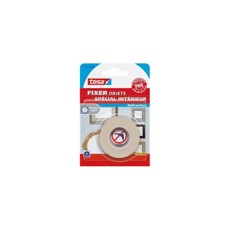 Tesa fixation objet double face intérieur 1.5mx19mm