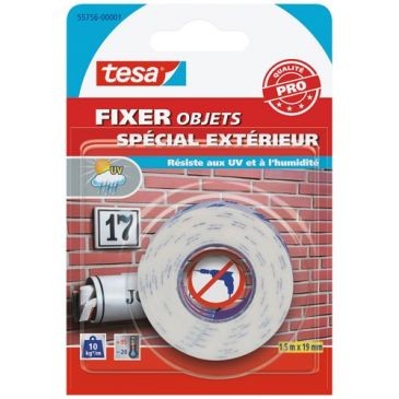 Tesa Fixer objets double face spécial extérieur 15m x 19mm