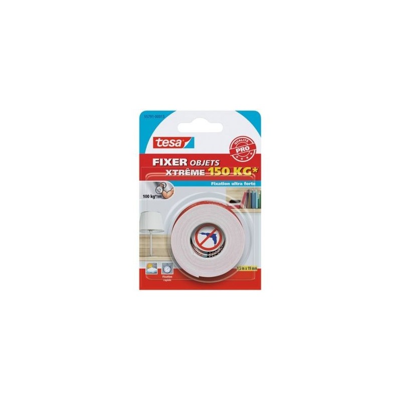 Tesa Fixer objets xtrême 150kg 1.5mx19mm