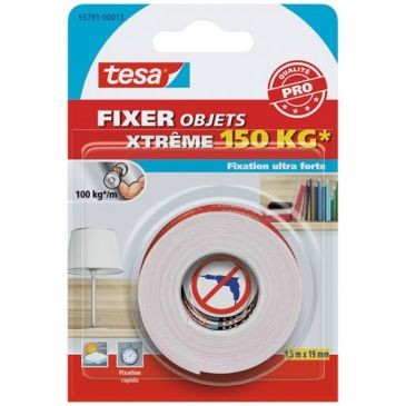Tesa Fixer objets xtrême 150kg 1.5mx19mm