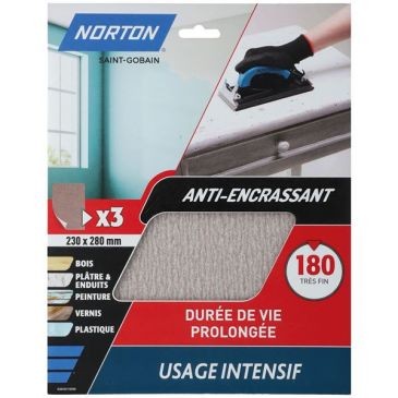 Norton Papier anti encrassant grain 240 3 feuilles