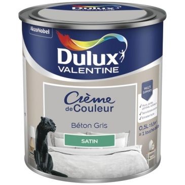 Dulux Valentine Valentine crème de couleur satin 0.5l béton gris