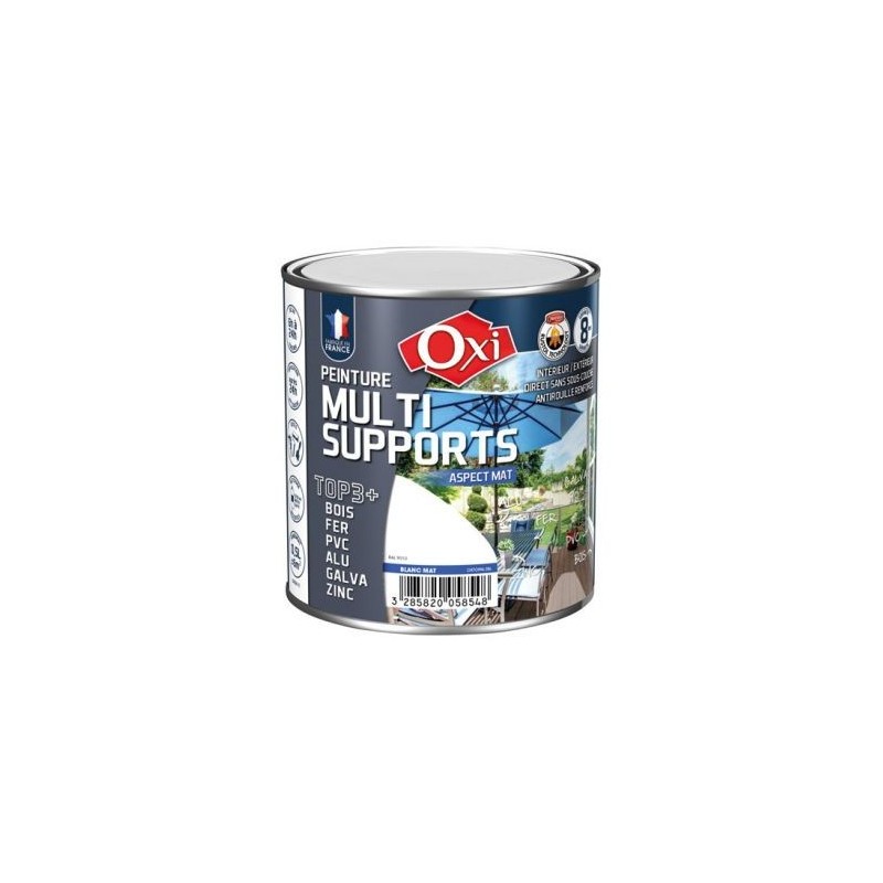 OXI Peinture TOP 3 bois fer pvc mat 500ml blanc ral9010