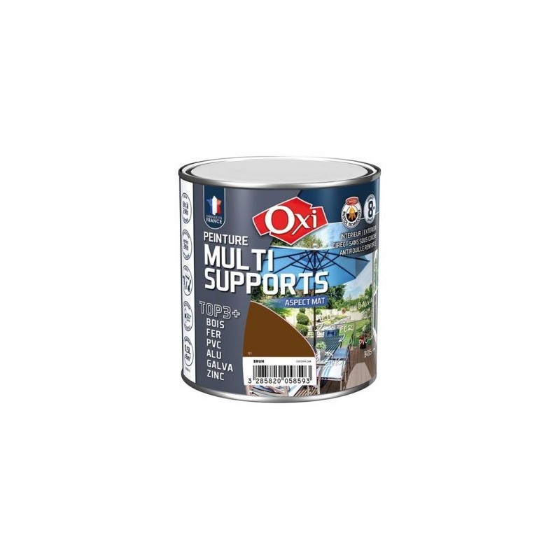 OXI Peinture TOP 3 bois fer pvc mat 500ml brun ral8017
