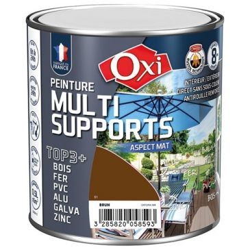 OXI Peinture TOP 3 bois fer pvc mat 500ml brun ral8017