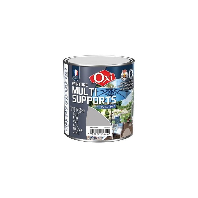 OXI Peinture TOP 3 bois fer pvc mat 500ml gris clair ral7035