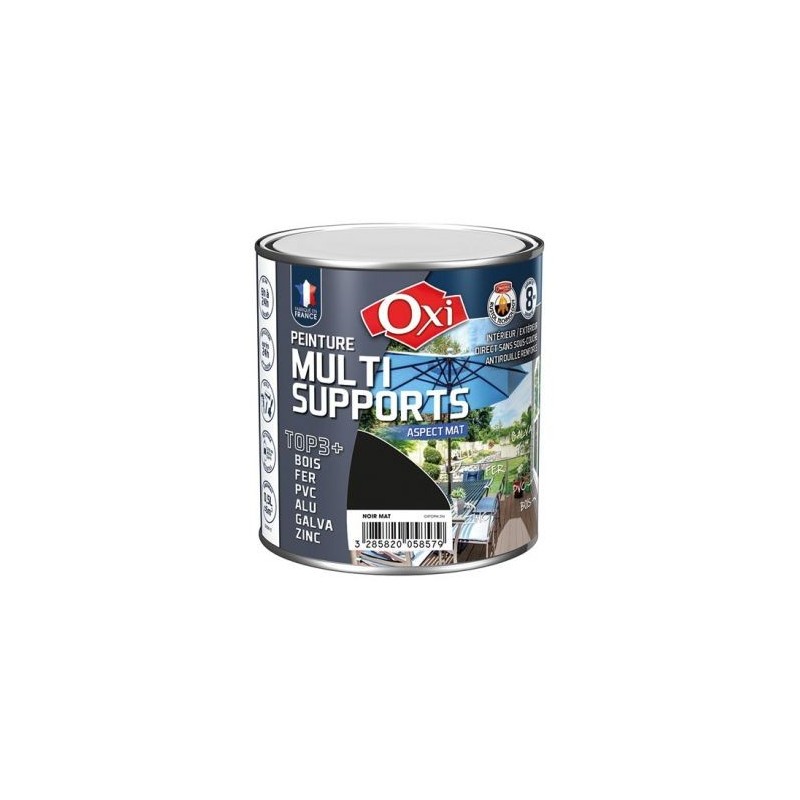OXI Peinture TOP 3 bois fer pvc mat 500ml noir ral9005