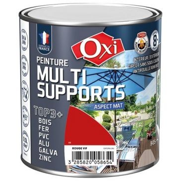 OXI Peinture TOP 3 bois fer pvc mat 500ml rouge vif ral3020