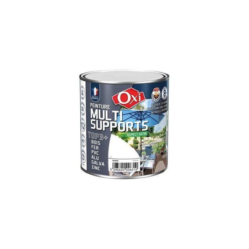 OXI Peinture TOP 3 bois fer pvc satin 500ml blanc