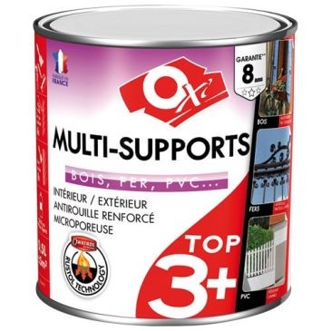 OXI Peinture TOP 3 bois fer pvc satin 500ml gris clair