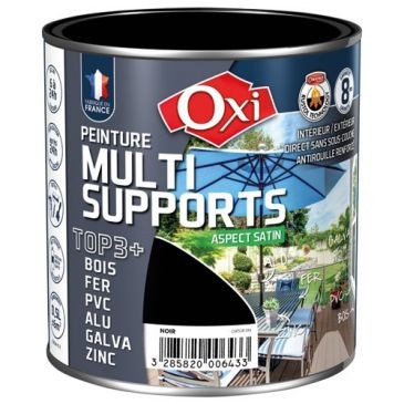 OXI Peinture TOP 3 bois fer pvc satin 500ml noir