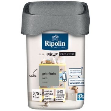 Ripolin Rip recup pièce à vivre satin 0.75l gris étain