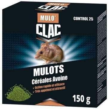 CLAC Raticide mulots campagnol céréales avoine 150g