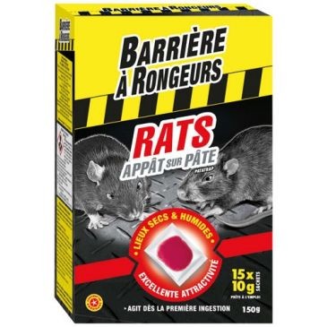 BARRIÈRE À RONGEURS Rats appât sur pâte 150g /nc