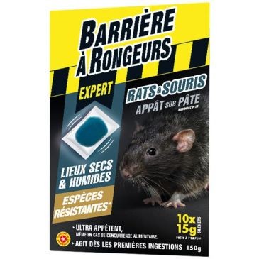 BARRIÈRE À RONGEURS Rats souris appât sur pate 150g espèces résistances /nc