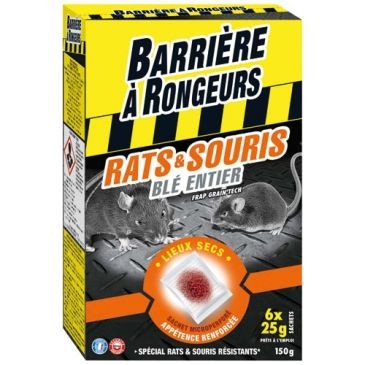 BARRIÈRE À RONGEURS Rats souris appât sur céréales 150g /nc