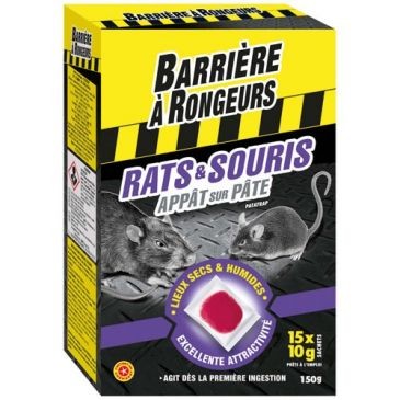 BARRIÈRE À RONGEURS Rats souris appât sur pâte 150g /nc