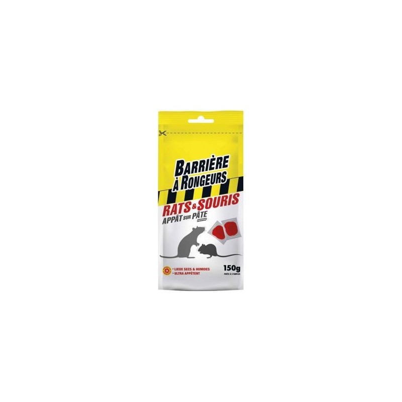 BARRIÈRE À RONGEURS Rats souris appât sur pate 10 doses 15g 150g /nc
