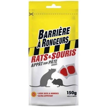 BARRIÈRE À RONGEURS Rats souris appât sur pate 10 doses 15g 150g /nc