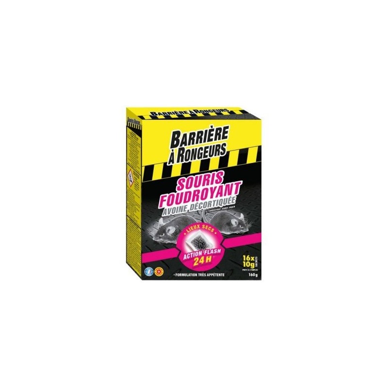 BARRIÈRE À RONGEURS Souris foudroyant appât sur céréales 160g /nc