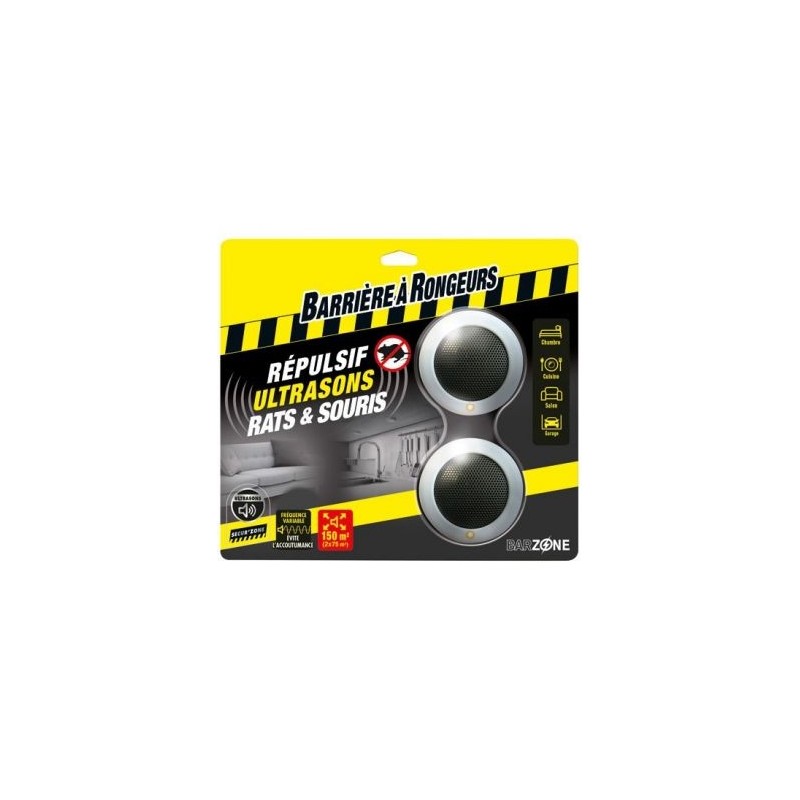 BARRIÈRE À RONGEURS Répulsif ultra son rats et souris blister de 2 appareils /nc
