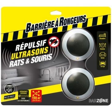 BARRIÈRE À RONGEURS Répulsif ultra son rats et souris blister de 2 appareils /nc
