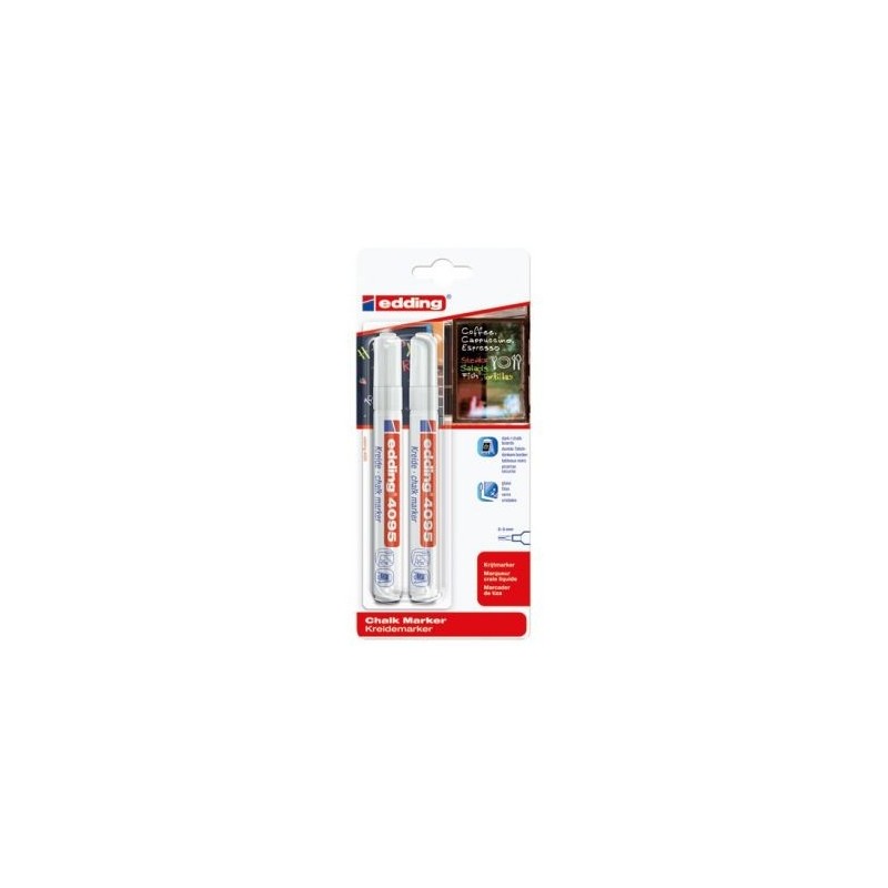 EDDING Marqueur craie liquide blanc blister de 2