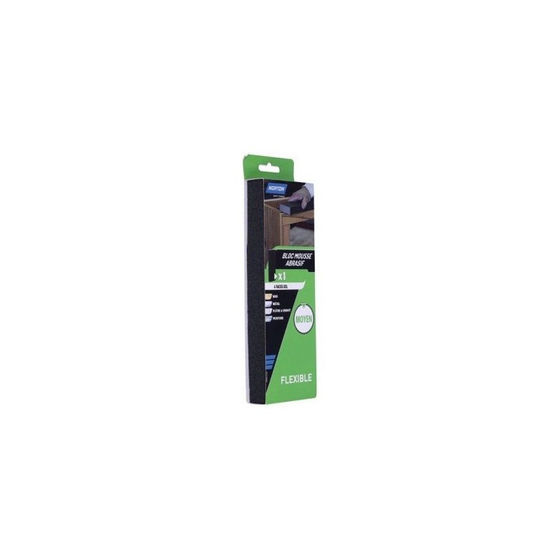 Norton Bloc mousse abrasif 225x80x25mm grain 100 moyen