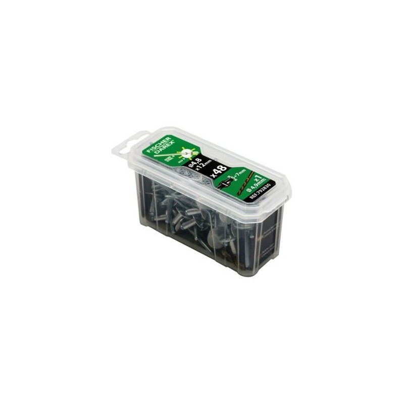 Fischer Darex Rivets aveugle 4.8x12 x 48 pièces tête large