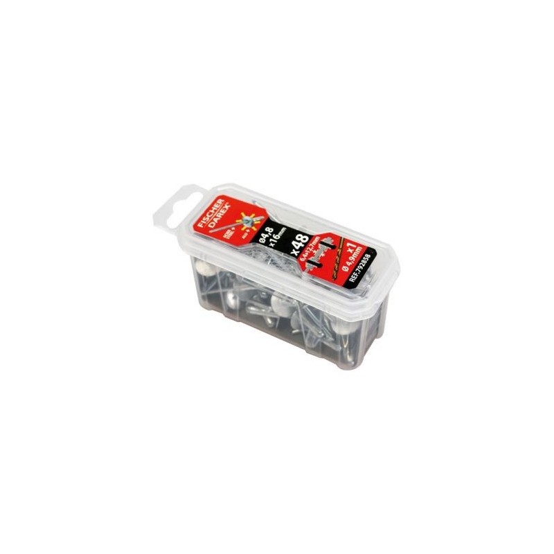 Fischer Darex Rivets aveugle 4.8x16 x 48 pièces tête large