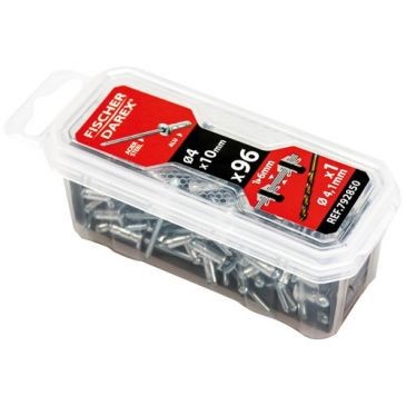 Fischer Darex Rivets aveugle 4x10 x 96 pièces tête large plate
