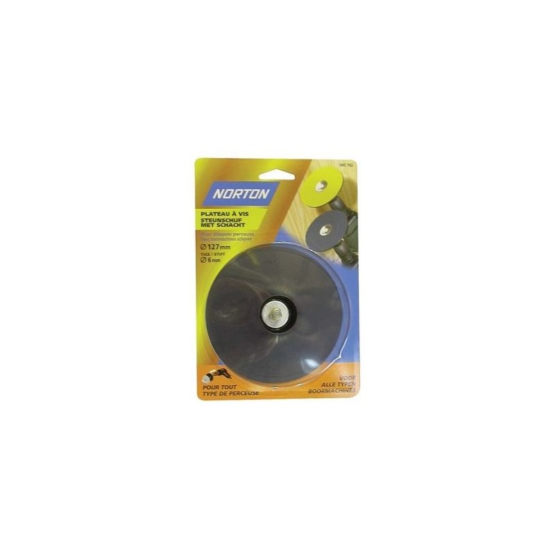 Norton Plateau à vis caoutchouc 127mm tige 6mm pour perceuse