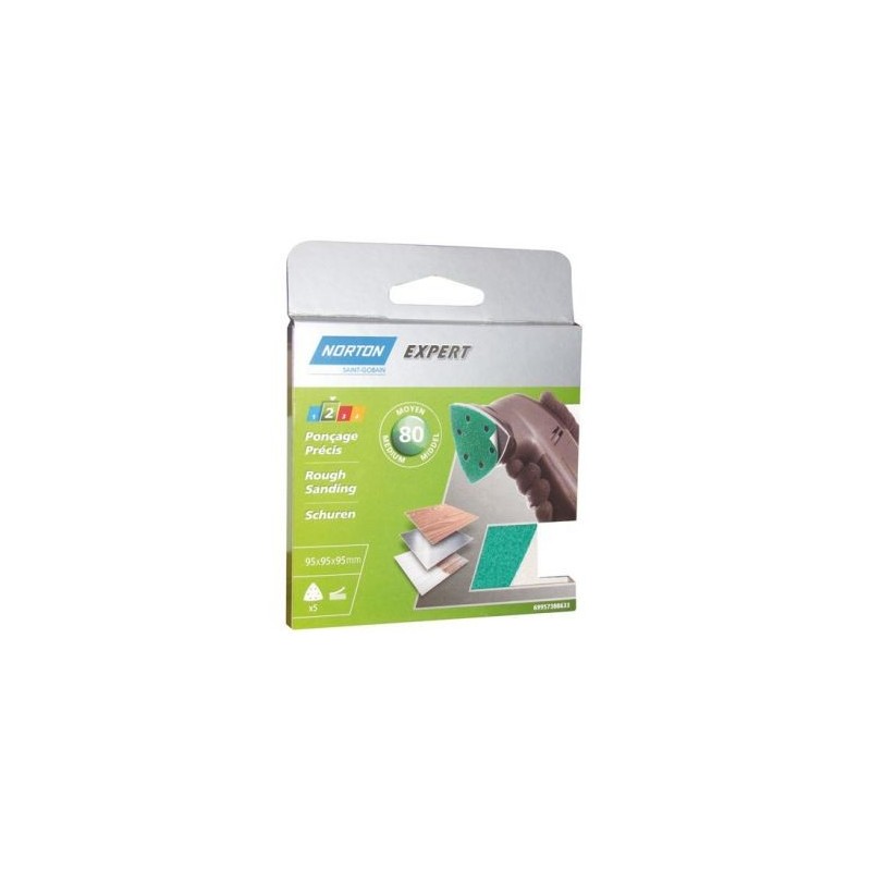 Norton Triangle perforé expert 6 trous 95 gr. 80 pack x5