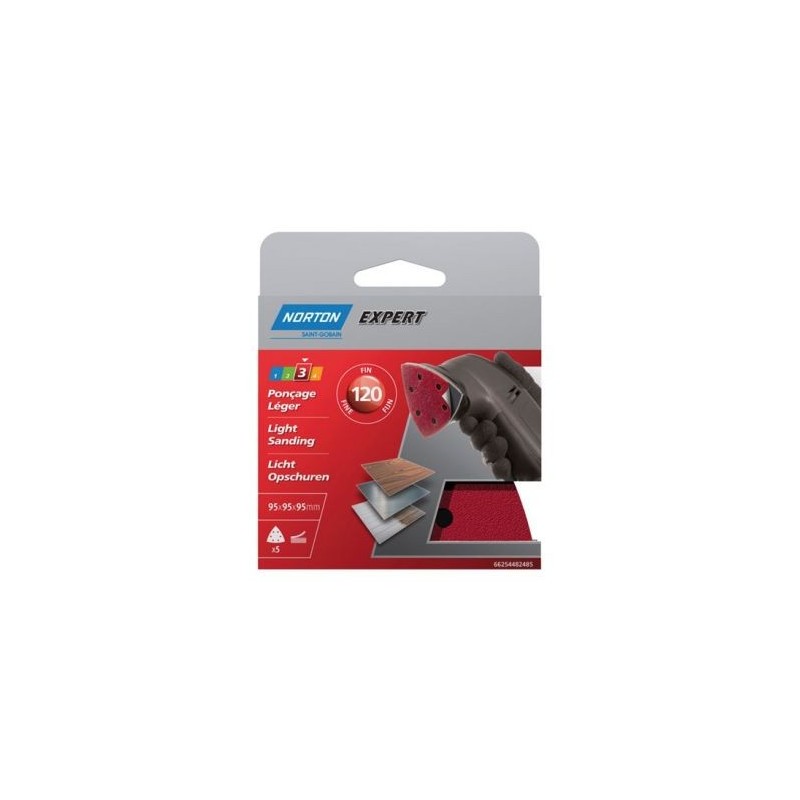 Norton Triangle perforé expert 6 trous 95 gr. 120 pack x5