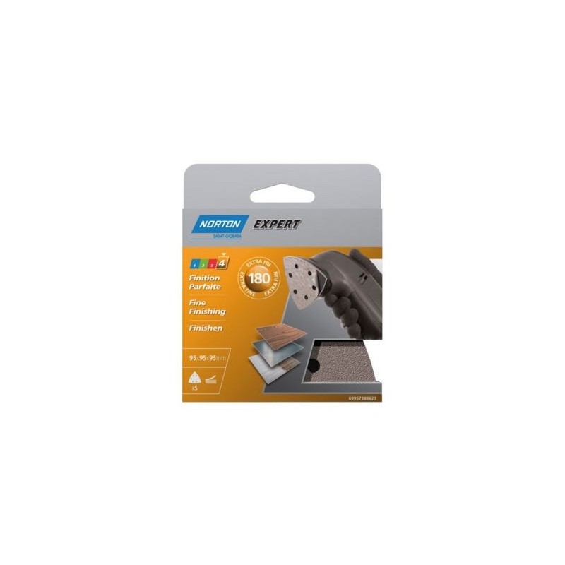 Norton Triangle perforé expert 6 trous 95 gr. 180 pack x5