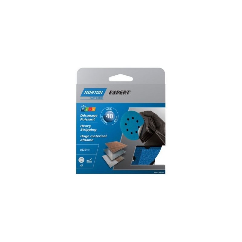 Norton Disque 125 auto-agrippant grain 40 blister de 5
