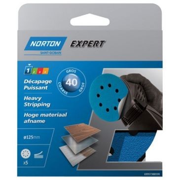 Norton Disque 125 auto-agrippant grain 40 blister de 5