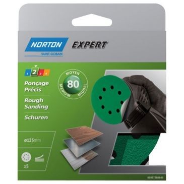 Norton Disque 125 auto-agrippant grain 80 blister de 5