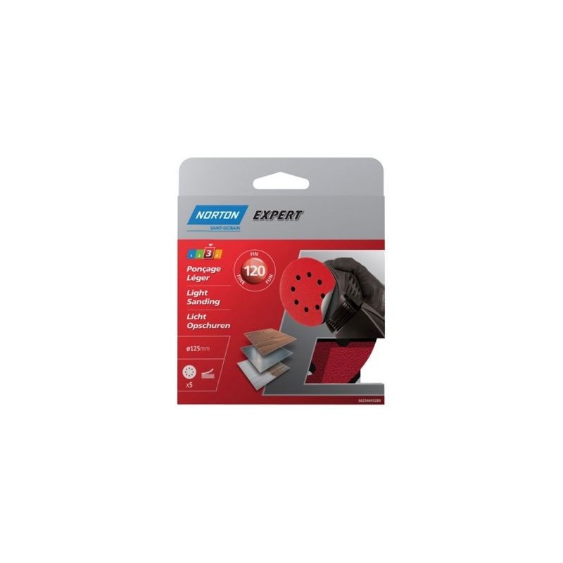 Norton Disque 125 auto-agrippant grain 120 blister de 5