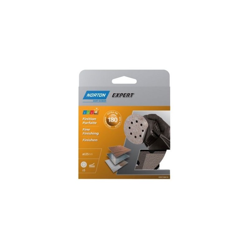 Norton Disque 125 auto-agrippant grain 180 blister de 5