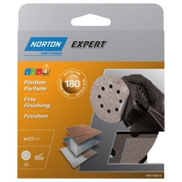 Norton Disque 125 auto-agrippant grain 180 blister de 5
